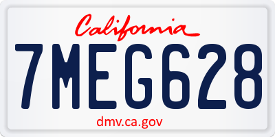 CA license plate 7MEG628