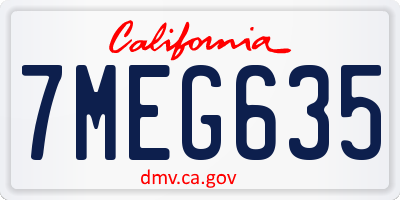 CA license plate 7MEG635