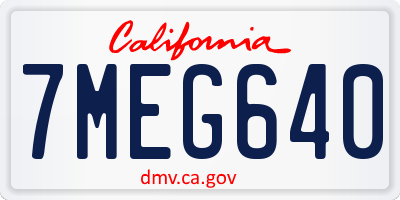 CA license plate 7MEG640