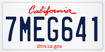 CA license plate 7MEG641