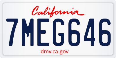 CA license plate 7MEG646