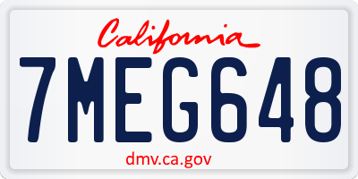 CA license plate 7MEG648