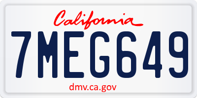 CA license plate 7MEG649