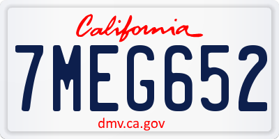 CA license plate 7MEG652