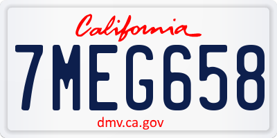 CA license plate 7MEG658
