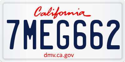 CA license plate 7MEG662