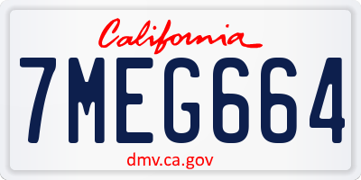CA license plate 7MEG664