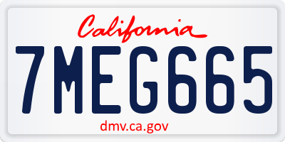 CA license plate 7MEG665