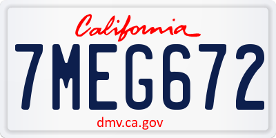 CA license plate 7MEG672