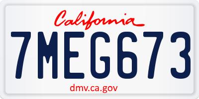 CA license plate 7MEG673