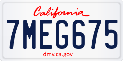CA license plate 7MEG675