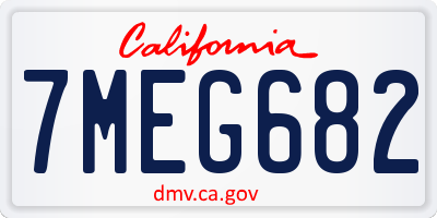 CA license plate 7MEG682