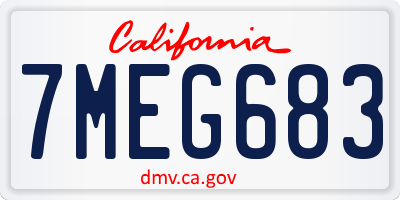 CA license plate 7MEG683