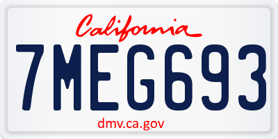 CA license plate 7MEG693