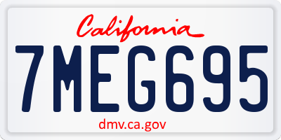 CA license plate 7MEG695