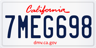 CA license plate 7MEG698