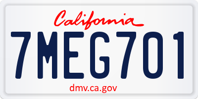 CA license plate 7MEG701