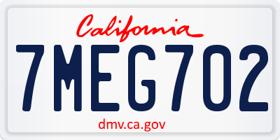 CA license plate 7MEG702