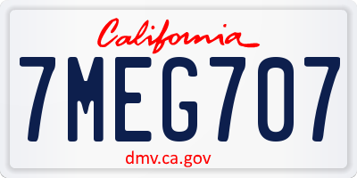 CA license plate 7MEG707