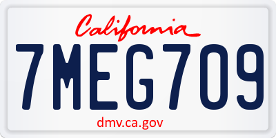 CA license plate 7MEG709