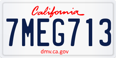 CA license plate 7MEG713