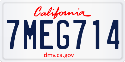 CA license plate 7MEG714