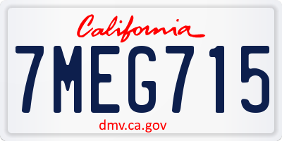 CA license plate 7MEG715