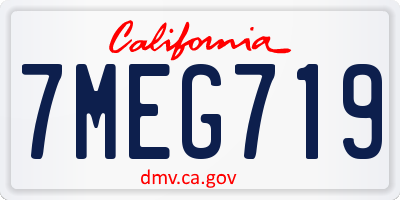 CA license plate 7MEG719