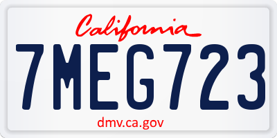 CA license plate 7MEG723