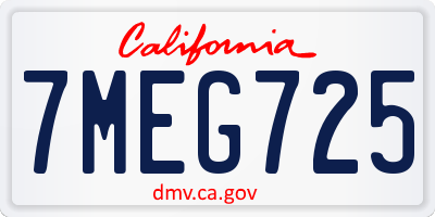 CA license plate 7MEG725