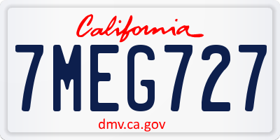 CA license plate 7MEG727