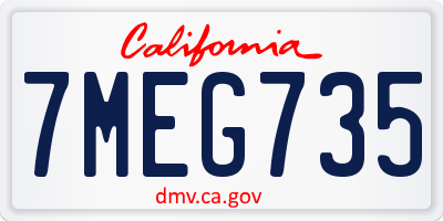 CA license plate 7MEG735