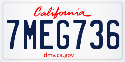 CA license plate 7MEG736