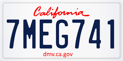 CA license plate 7MEG741