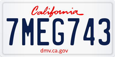 CA license plate 7MEG743