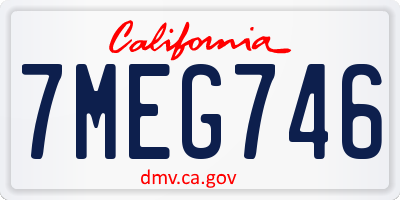 CA license plate 7MEG746