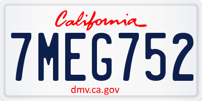 CA license plate 7MEG752