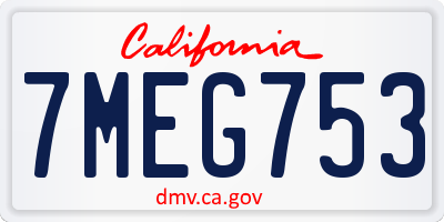 CA license plate 7MEG753