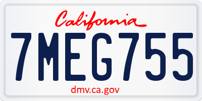 CA license plate 7MEG755