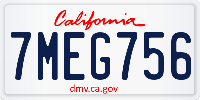 CA license plate 7MEG756