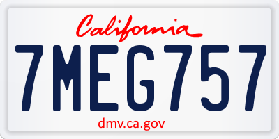 CA license plate 7MEG757