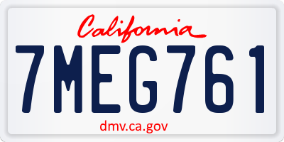 CA license plate 7MEG761