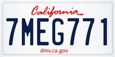 CA license plate 7MEG771