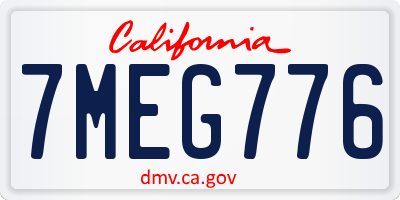 CA license plate 7MEG776