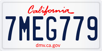 CA license plate 7MEG779