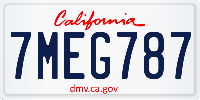 CA license plate 7MEG787