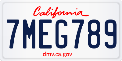 CA license plate 7MEG789