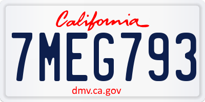 CA license plate 7MEG793