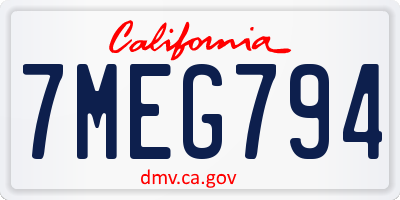 CA license plate 7MEG794