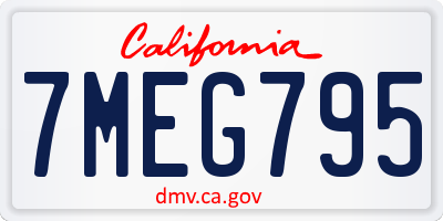 CA license plate 7MEG795